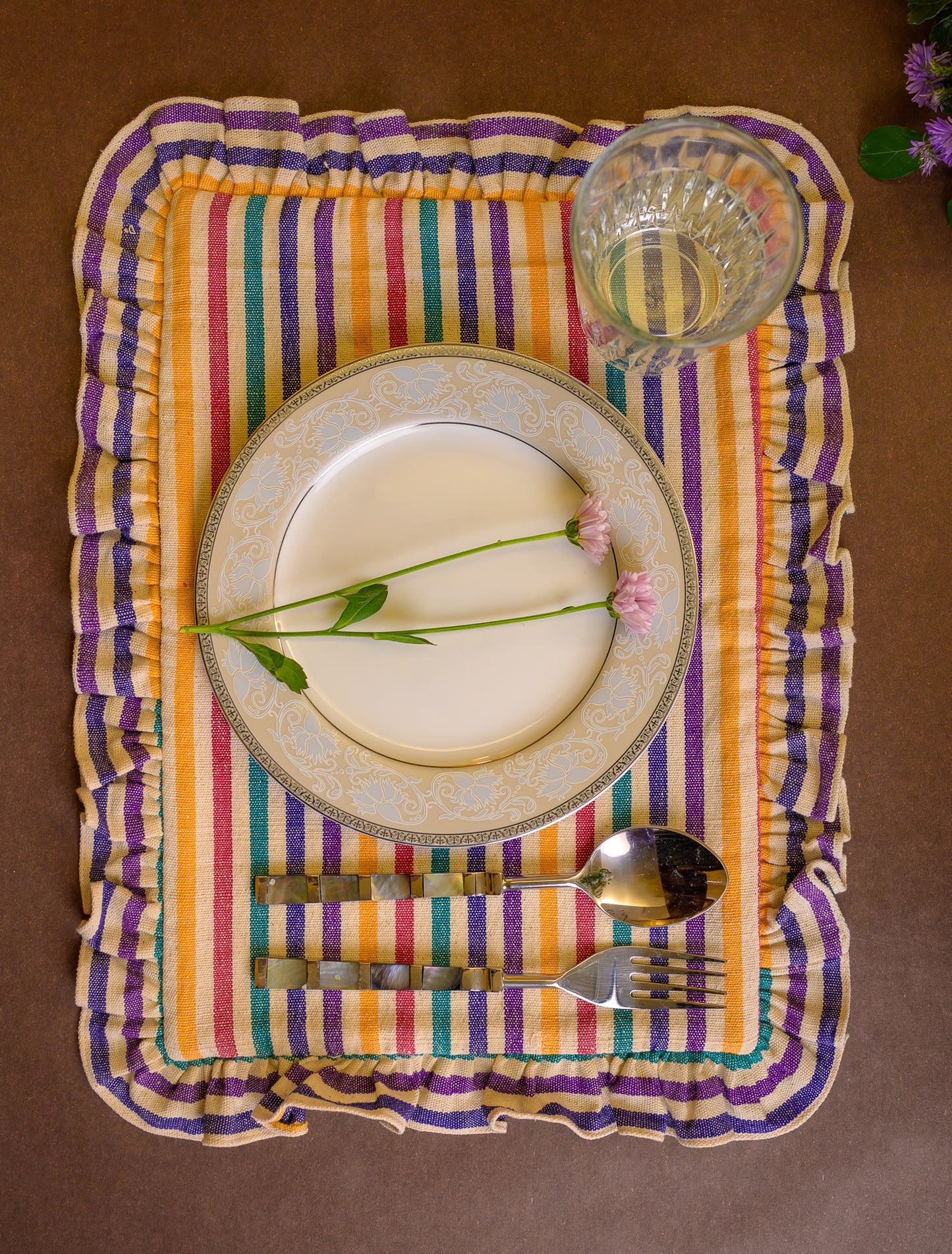 Multi Colour Striped Ruffle Mat