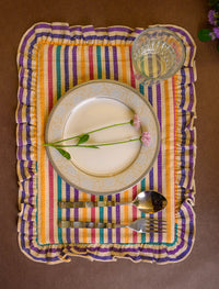 Multi Colour Striped Ruffle Mat