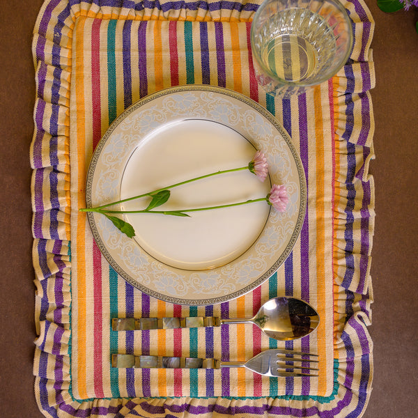 Multi Colour Striped Ruffle Mat